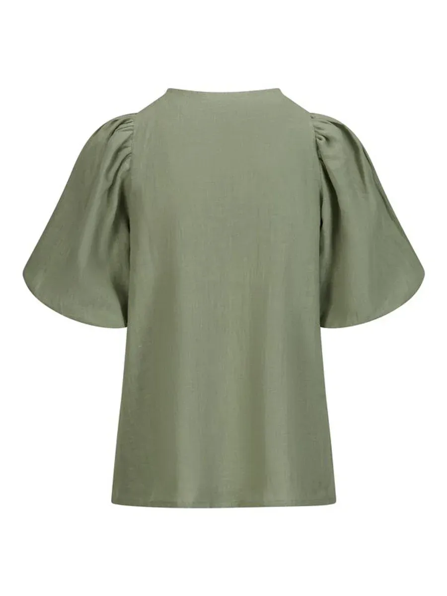 Ella and il Anna Linen Top Green
