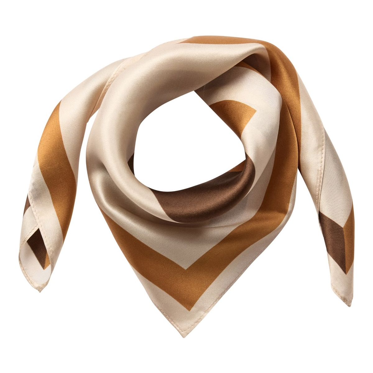 Cocouture Shila Silk Scarf Off White Camel Brown 