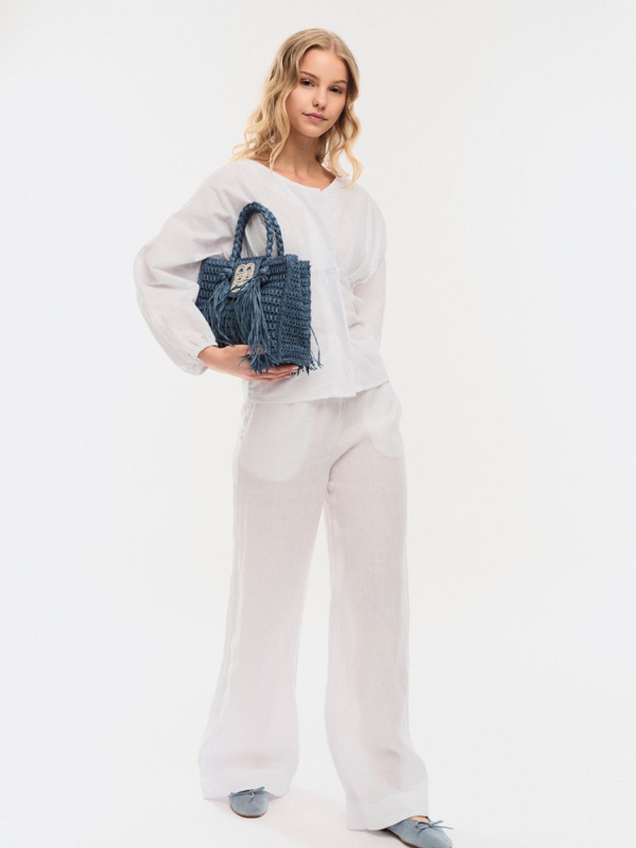 Ella and il Sigrid Straw Bag Blue