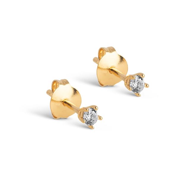 Hovedbilde Enamel Studs Clara Gold White CZ