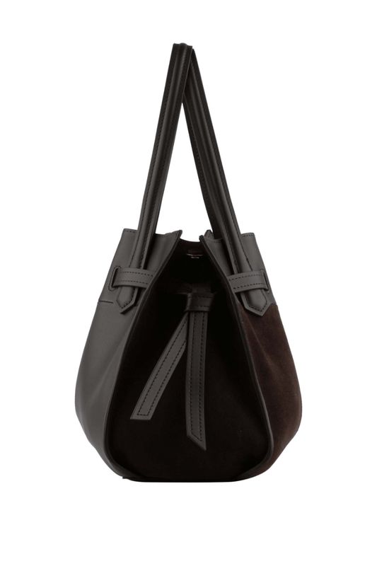 Pourchet Paris Blossom Suede Leather Large Marron