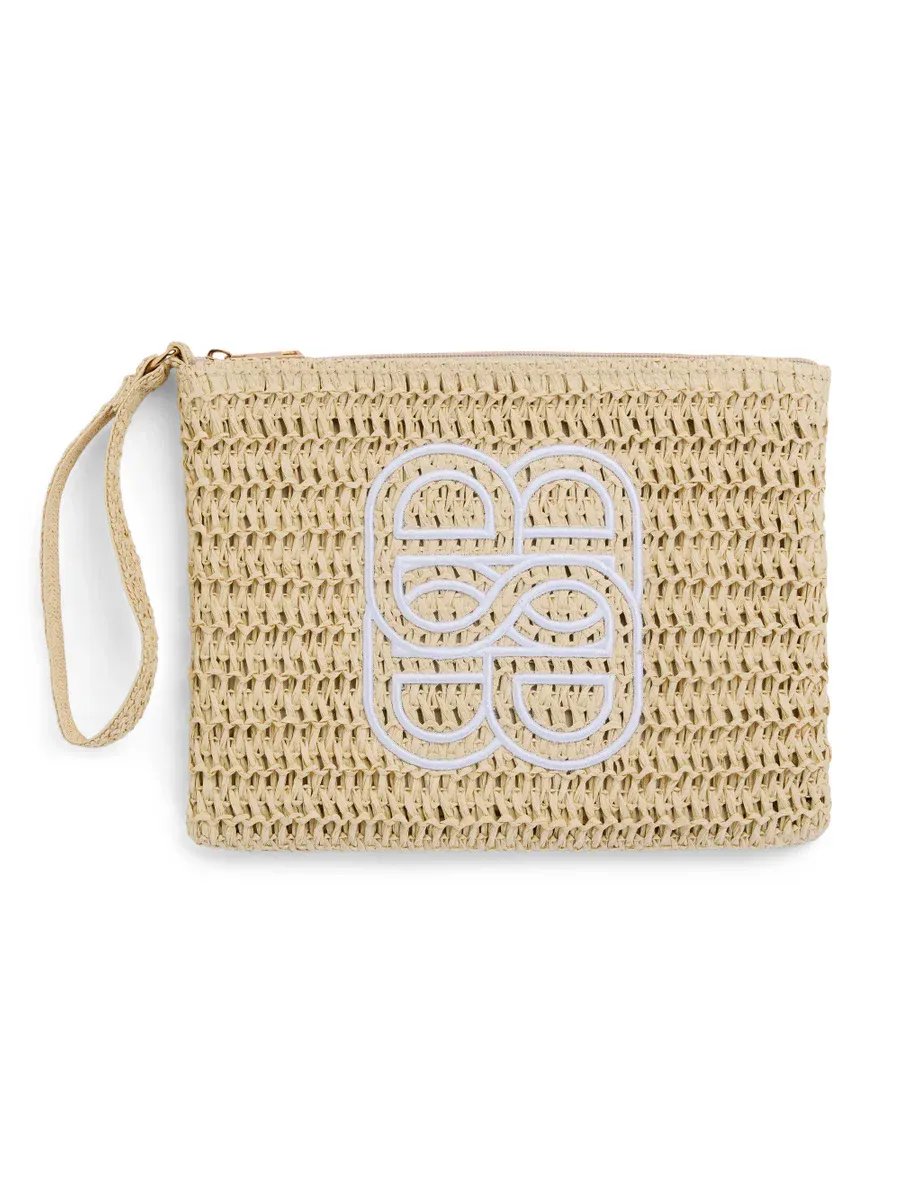 Ella and il Mim Straw Clutch Beige 