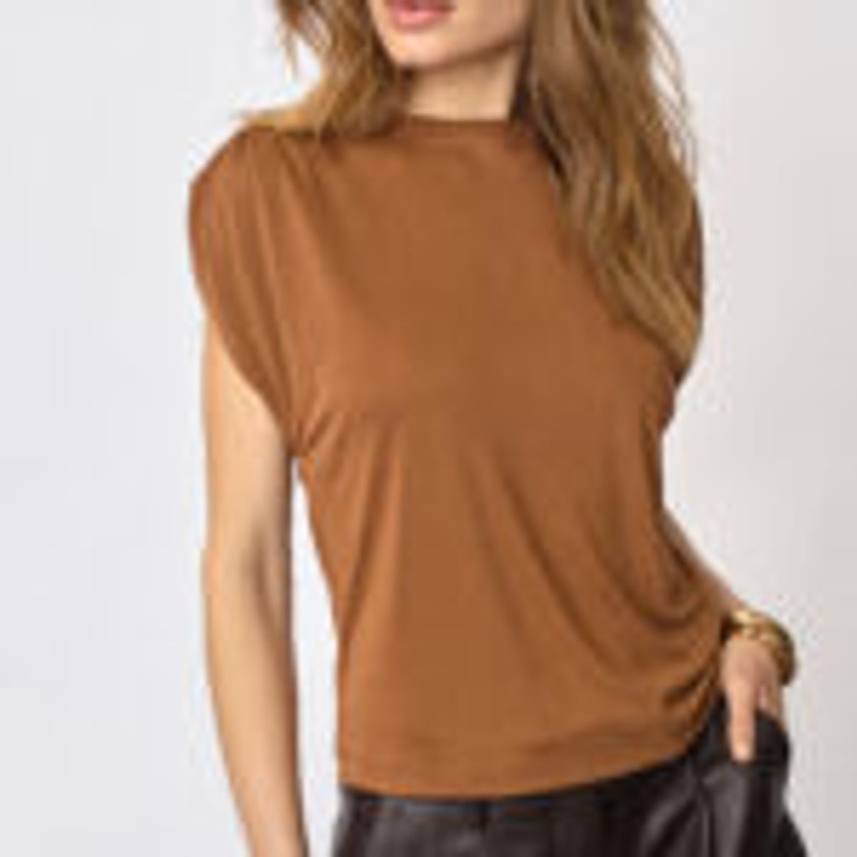 Cocouture Camilla Ruched Shoulder Tee Suntan