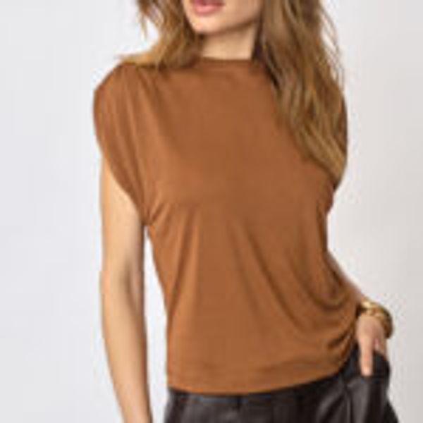 Hovedbilde Cocouture Camilla Ruched Shoulder Tee Suntan