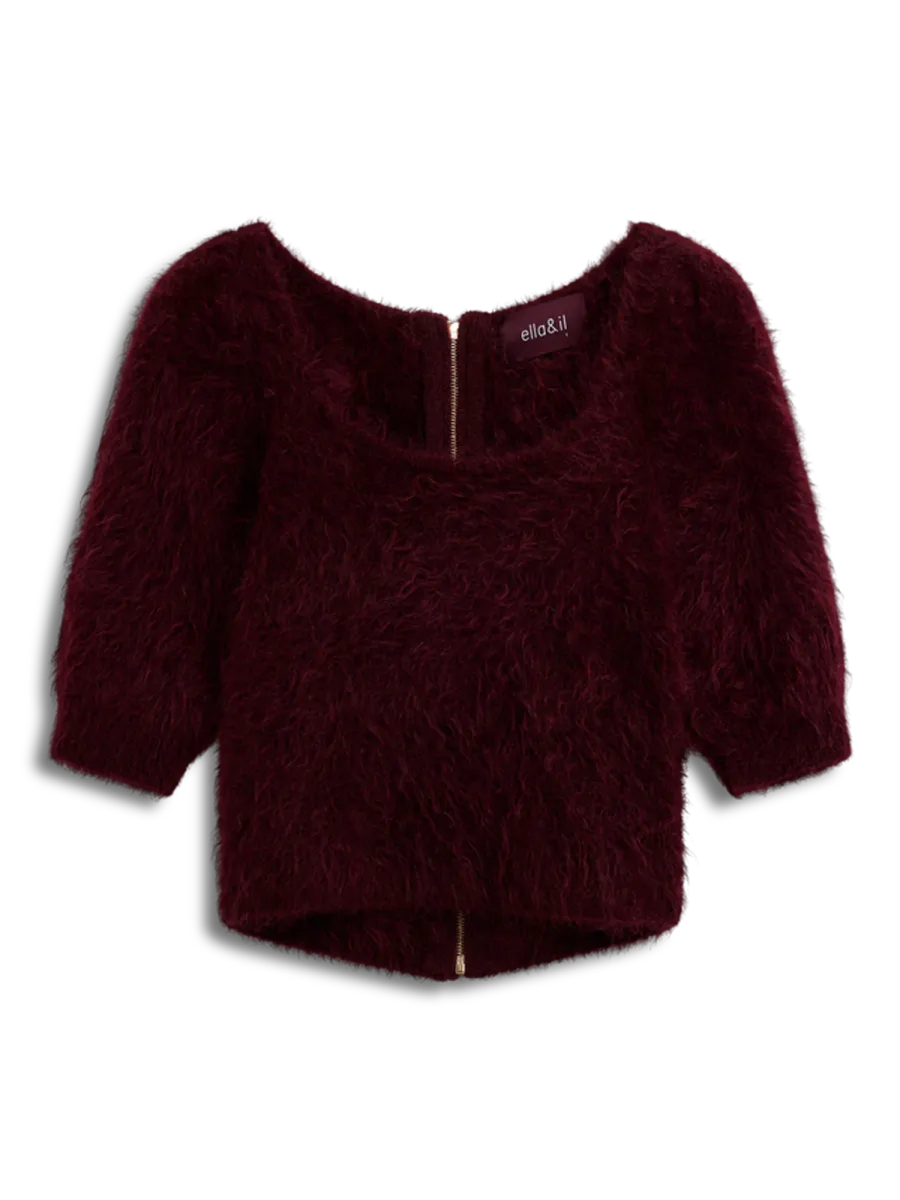 Ella and il Antonia Chunky Tee Oxblood 