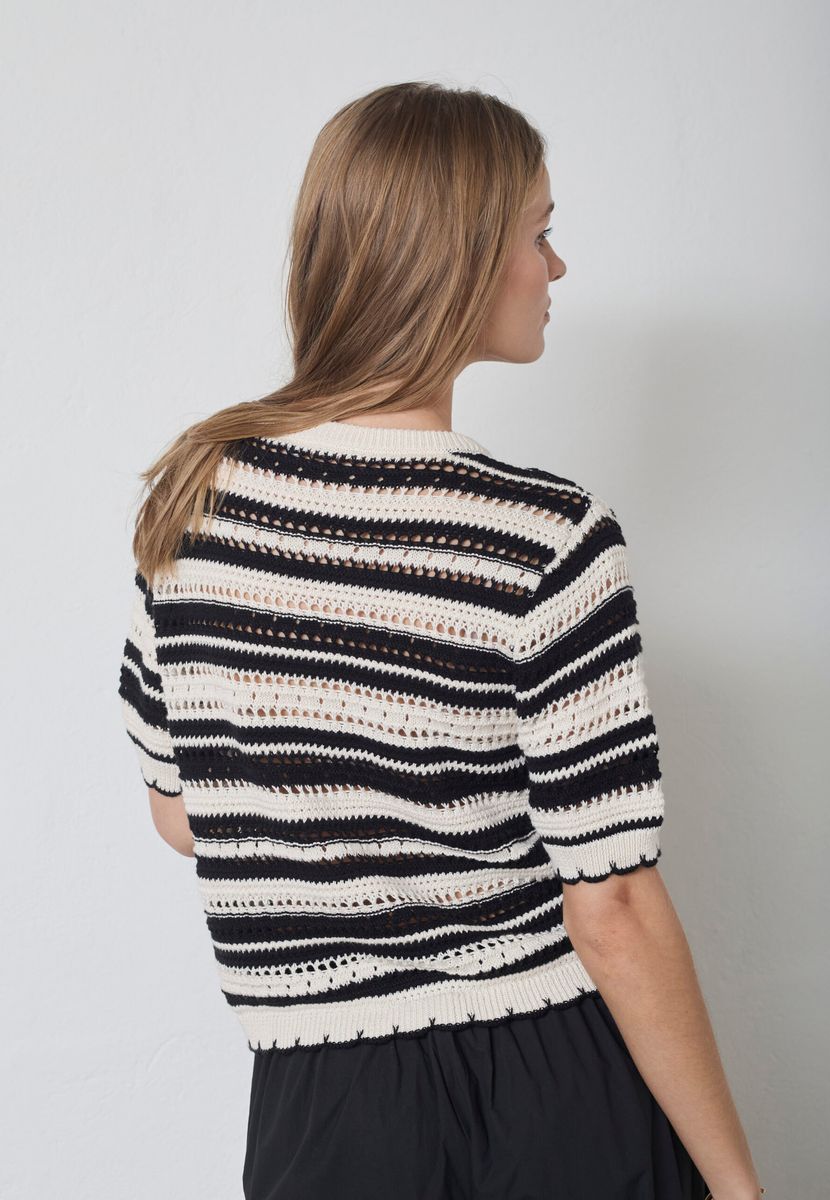 Cocouture Odette Stripe O-Knit Offwhite Black 