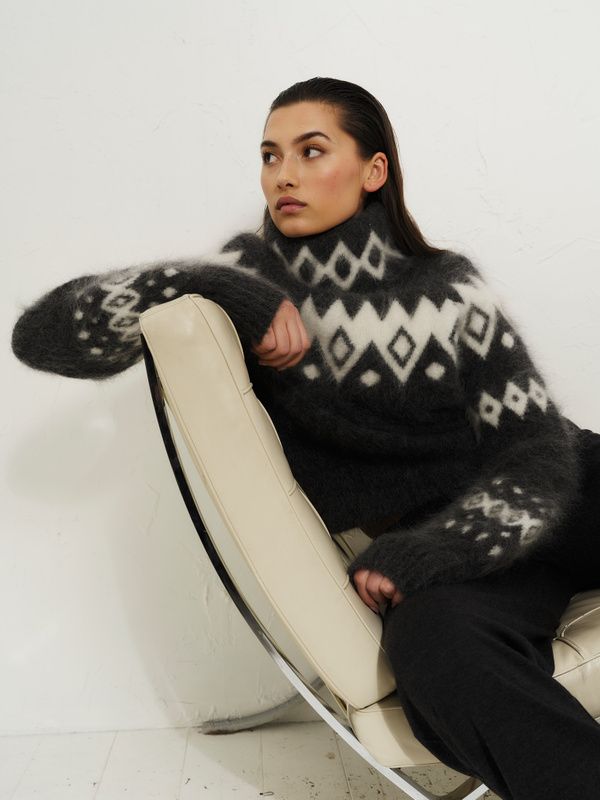 Ella and il Kylie Chunky Sweater Charcoal 