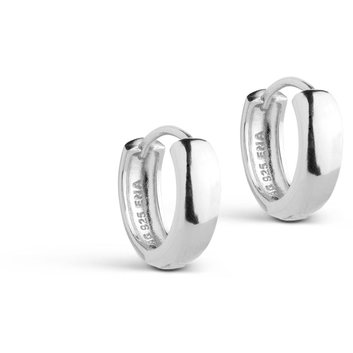 Enamel Hoops Classic Wide Silver 15 mm