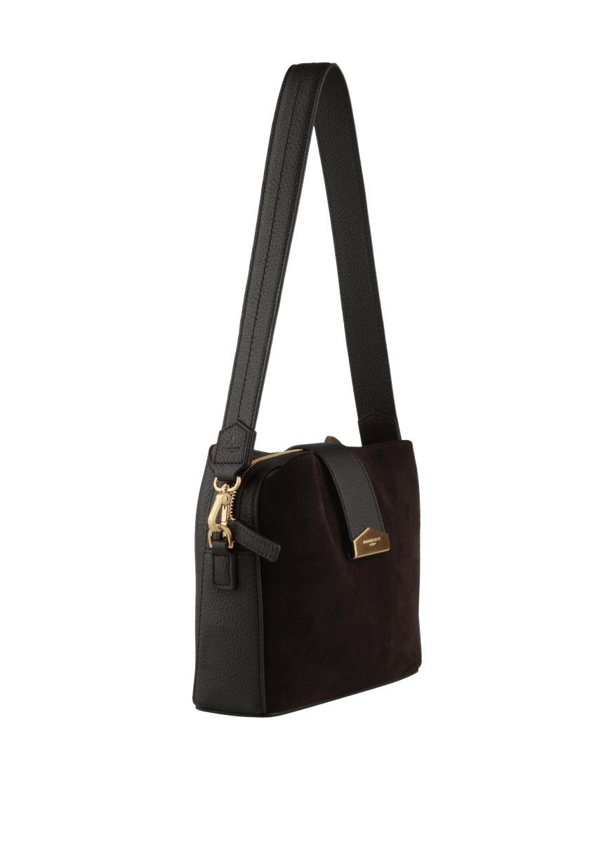 Pourchet Paris Cavalcade Suede Crossbody Medium Marron
