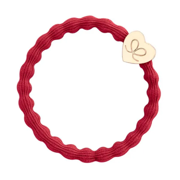 Hovedbilde By Eloise Hårstrikk/Armbånd Gold Heart Cherry Red
