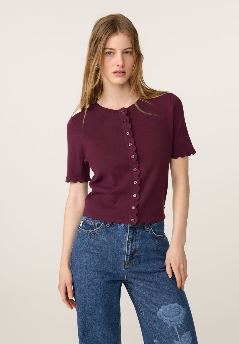Fabienne Chapot Scarlett Short Sleeve Cardigan Brigitte Bordeaux 