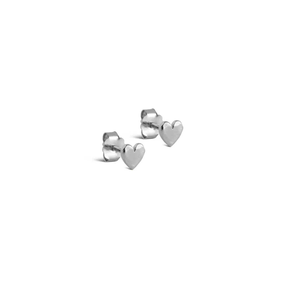 Enamel Studs Heart Silver 