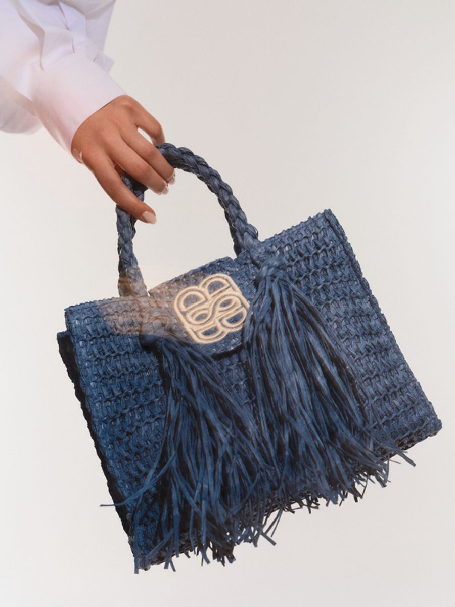 Ella and il Sigrid Straw Bag Blue