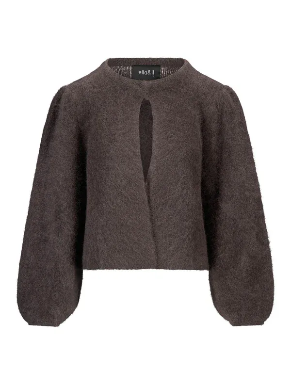Ella and il Amelia Chunky Cardigan Dark Brown