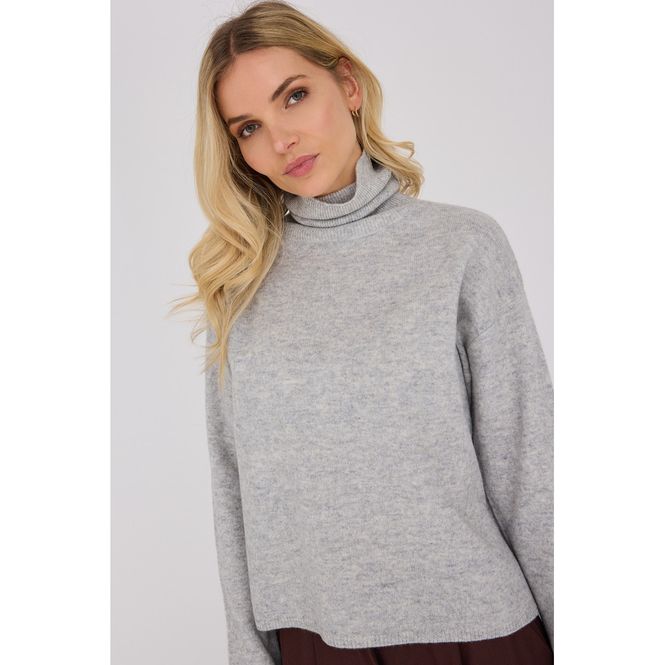 Hovedbilde A-view Merino Knit Rollneck Light Grey Melange