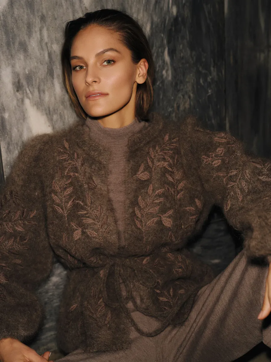 Ella and il Fiola Chunky Cardigan Dark Brown