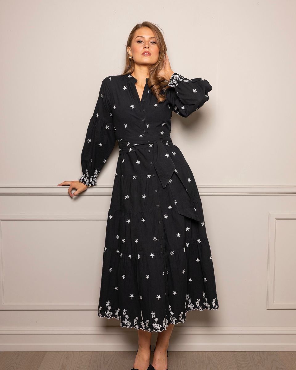 MISSMAYA Gabriela Dress Noir Embroidery